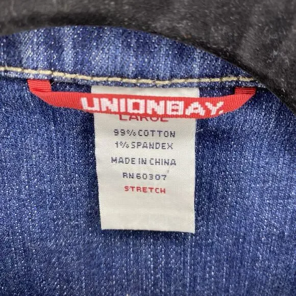Union Bay Denim Jean Jacket Women’s Button Up Distressed Cropped Front Pockets L - Picture 6 of 7
